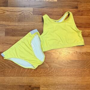 Z by Zella Girls 14 Yellow Athletic 2-piece Swimsuit Bikini Swimwear  Racerback